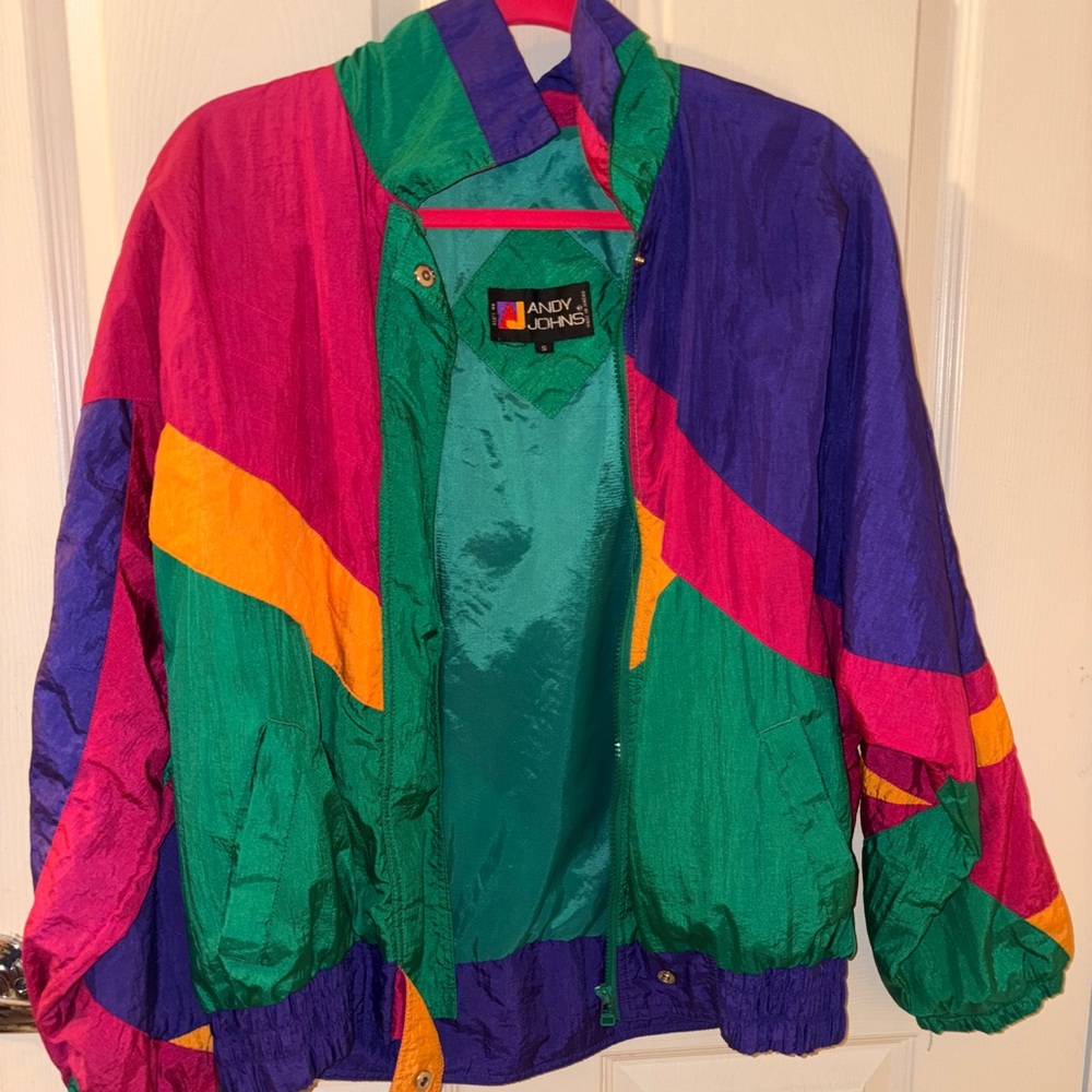 Purple and Pink Bomber Jacket with Bold Color-Blocking